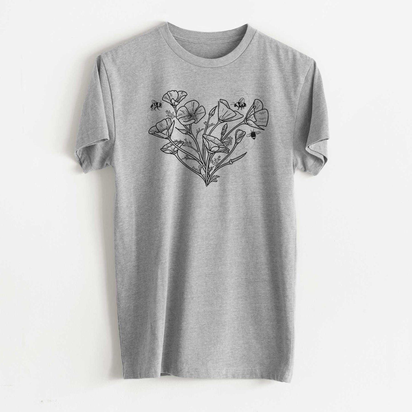 California Poppy Heart - Unisex Recycled Eco Tee by Because Tees