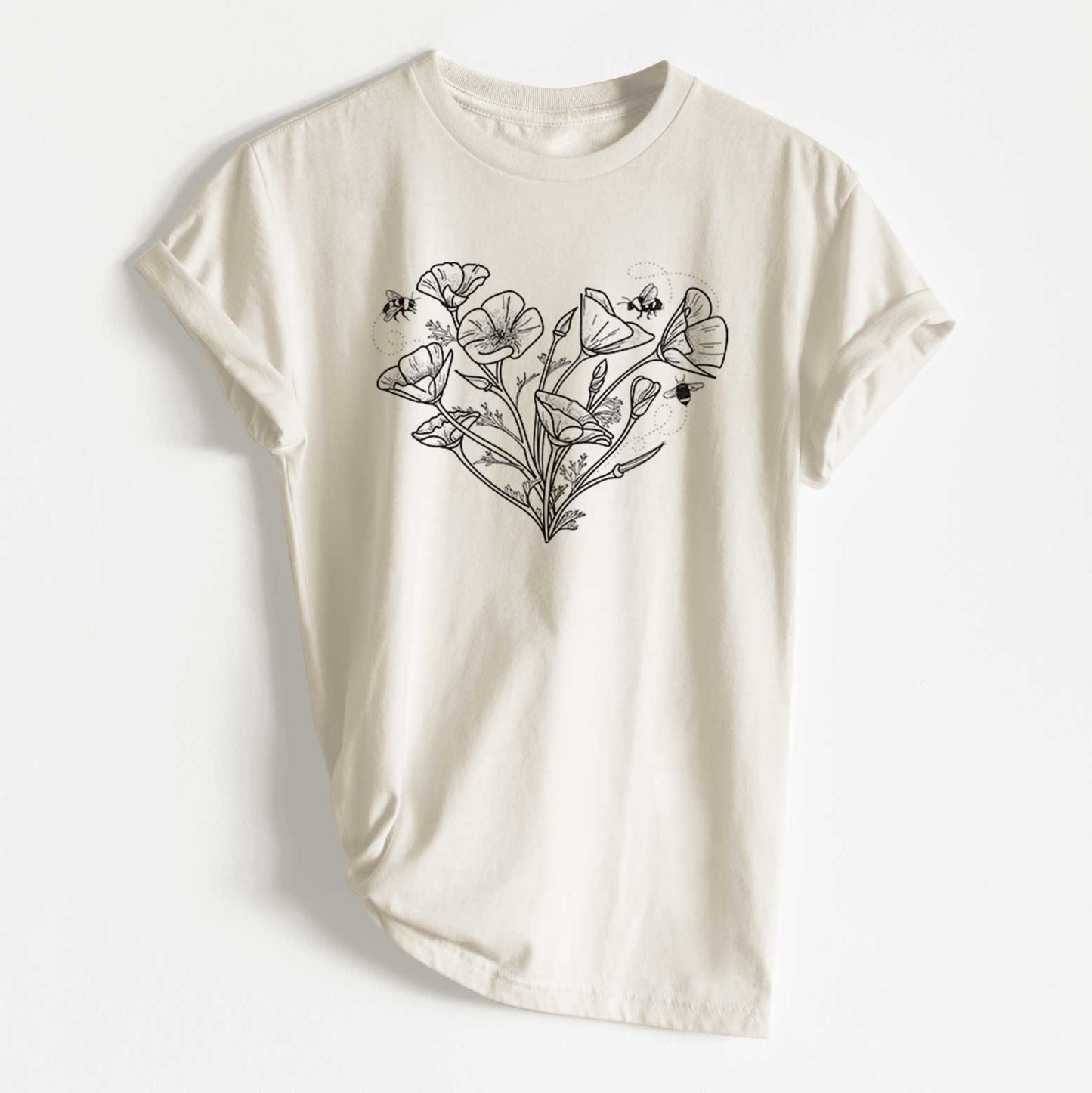 California Poppy Heart - Unisex Recycled Eco Tee by Because Tees