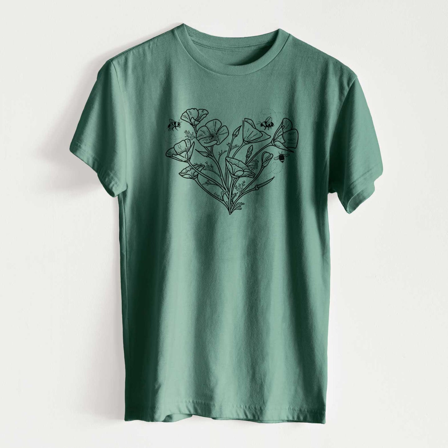 California Poppy Heart - Unisex Recycled Eco Tee by Because Tees