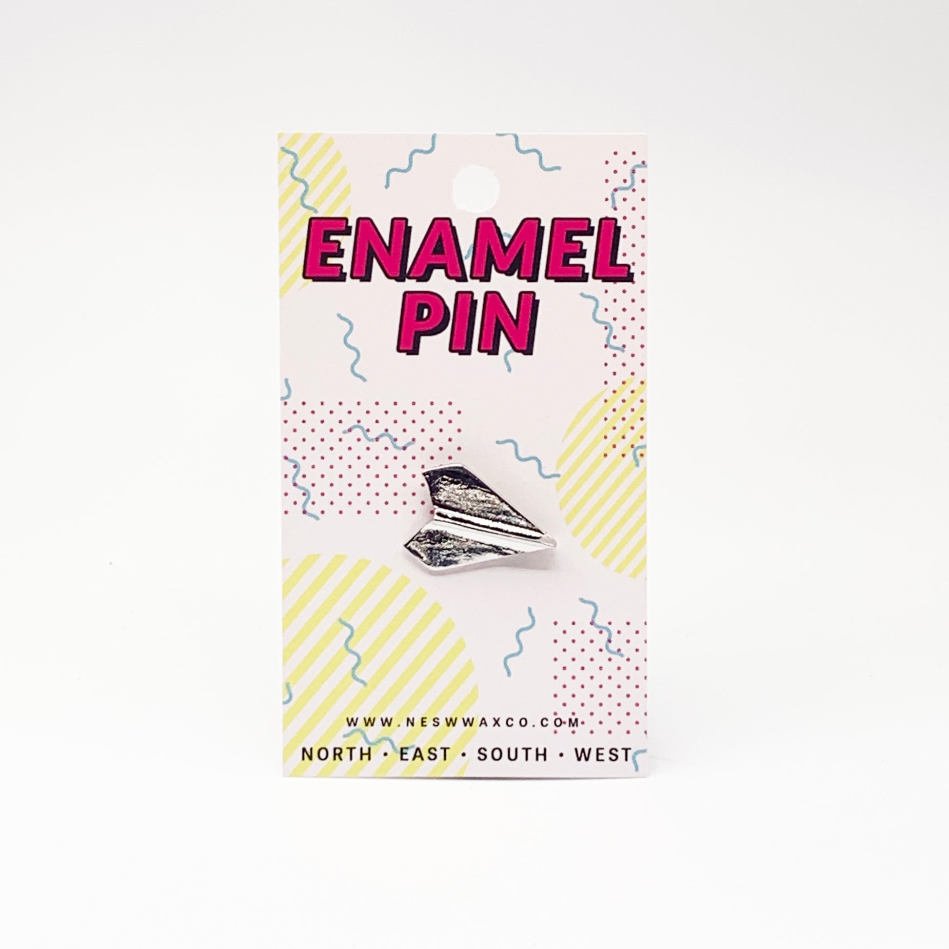 Silver Paper Airplane Enamel Pin - NESW WAX CO//